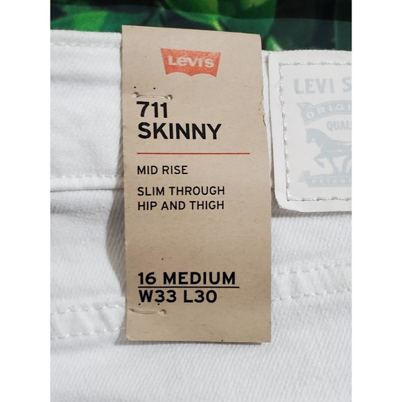 Levi's 711 Mid Rise Skinny White Jeans-Size 16 L33xW30 - Picture 3 of 9